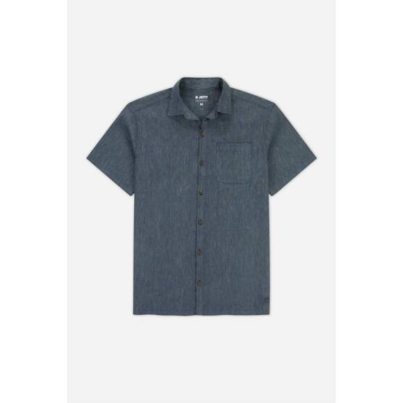 NEW JETTY men's daybreak short sleeve woven shirt in navy